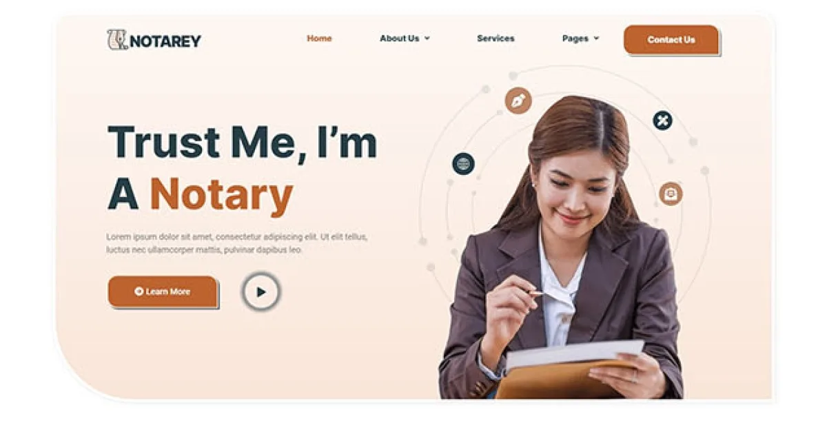 Notarey – Notary Public & Legal Services Elementor Template Kit