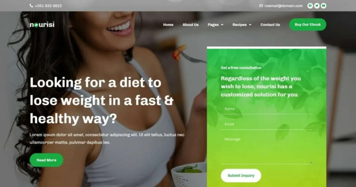 Nourisi – Nutrition Elementor Template Kit