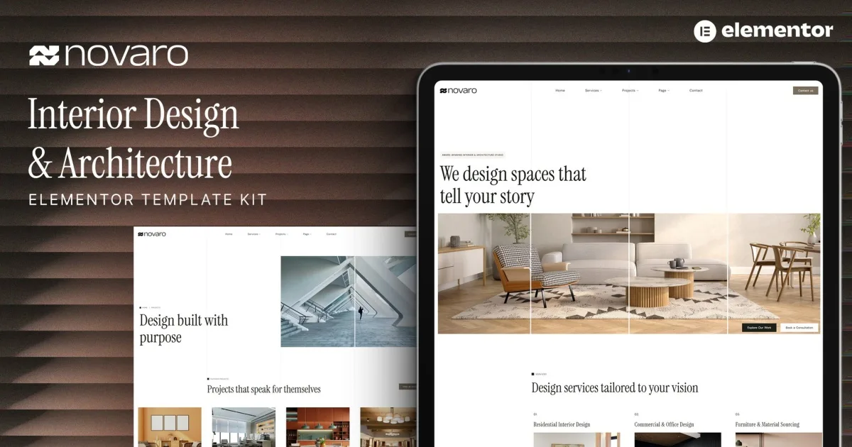 Novaro – Interior Design & Architecture Elementor Template Kit