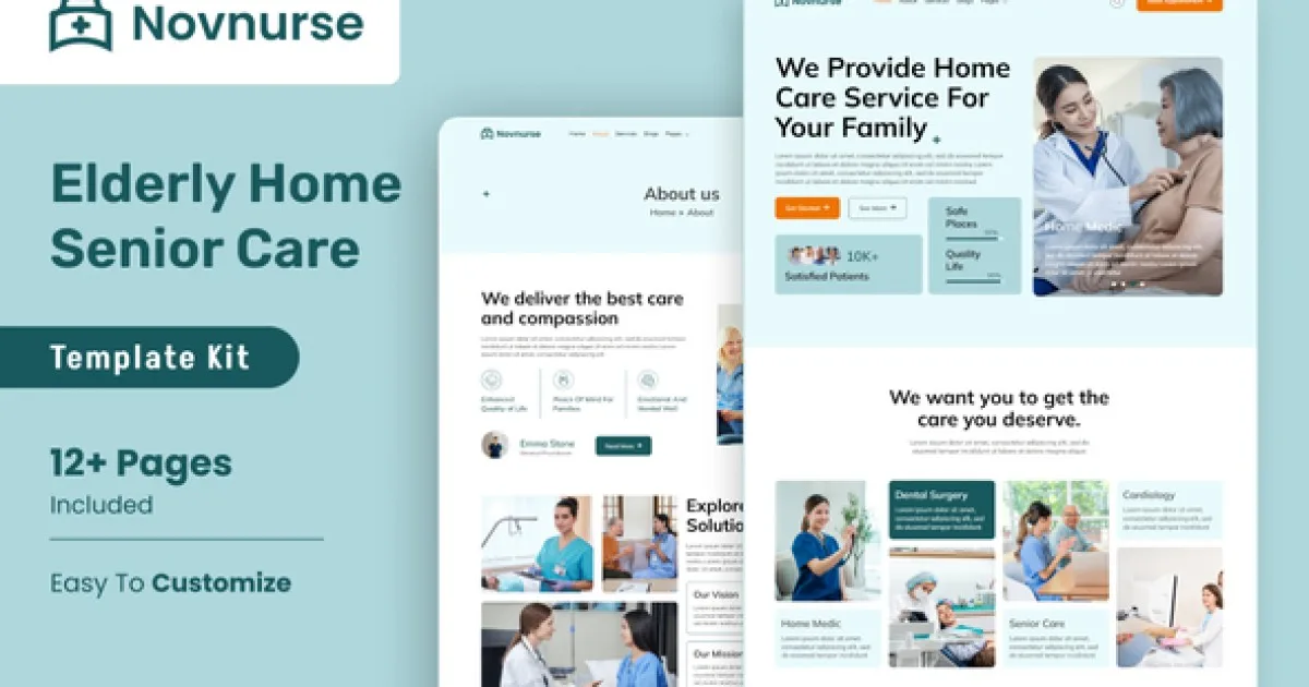 Novnurse – Elderly & Senior Care Services Elementor Template Kit