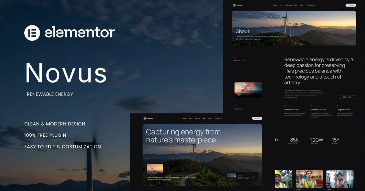 Novus – Green Renewable Energy Elementor Template Kit