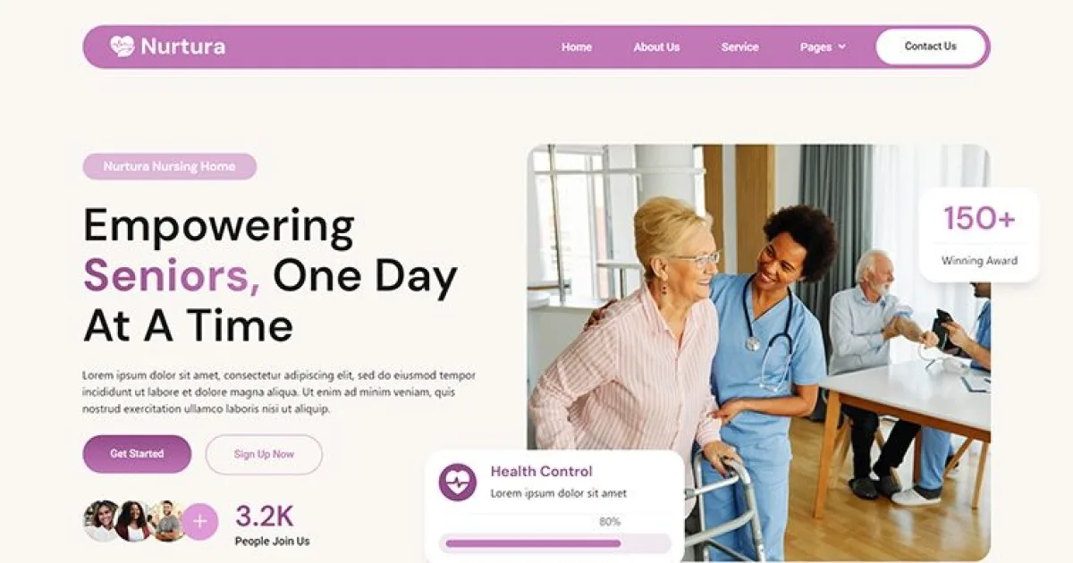 Nurtura – Modern Senior Care Elementor Template Kit