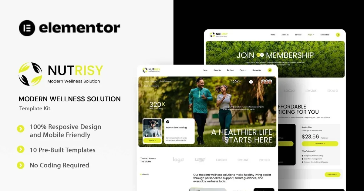 Nutrisy – Modern Wellness Solution Elementor Template Kit