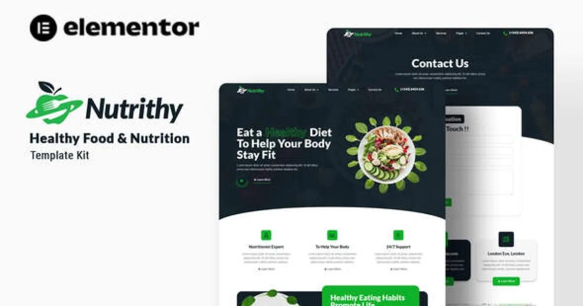 Nutrithy – Healthy Food & Nutrition Elementor Template Kit