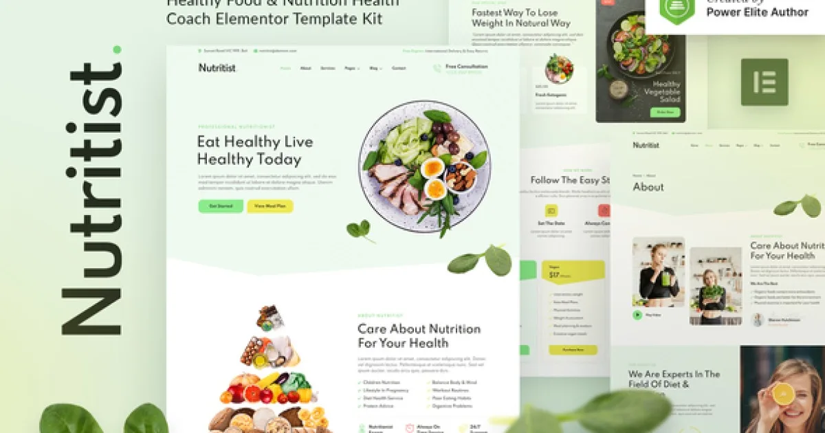 Nutritist – Healthy Food & Nutrition Coach Elementor Template Kit