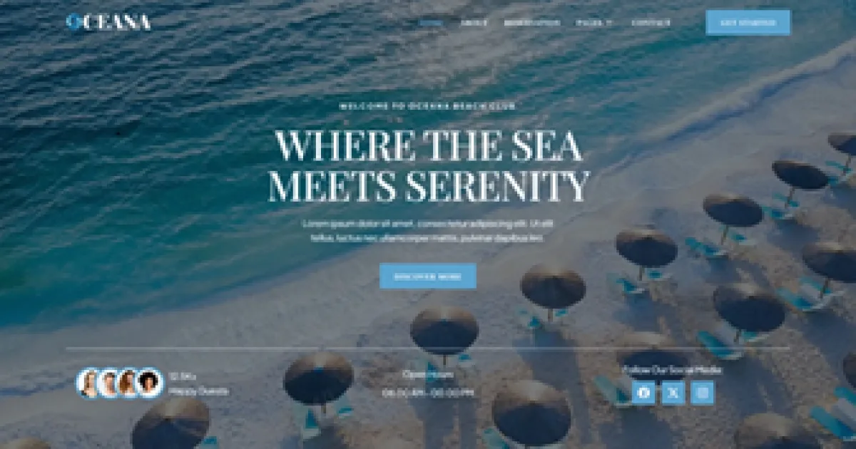 Oceana – Beach Club Lounge Bar & Resort Elementor Template Kit