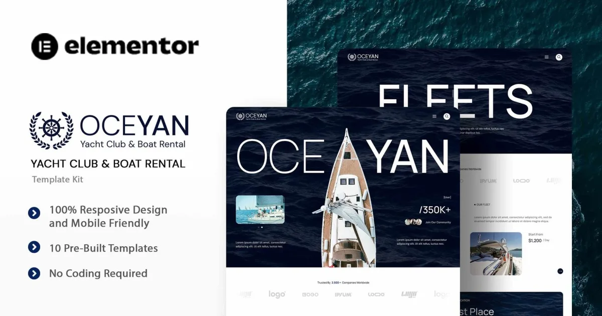 Oceyan – Yacht Club & Boat Rental Elementor Template Kit