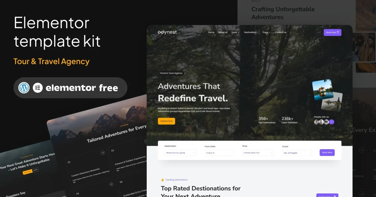 Odynest – Travel & Tour Agency Elementor Template Kit