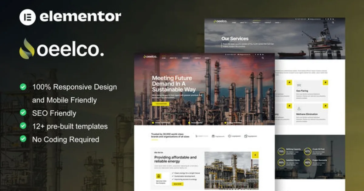 Oeelco – Oil Company & Industrial Elementor Pro Template Kit
