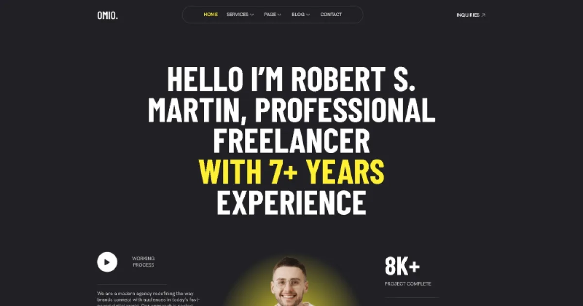 Omio – Modern Personal Portfolio Elementor Template Kit