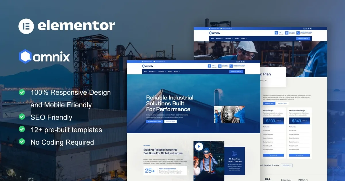 Omnix – Industrial & Manufacturing Elementor Template Kit
