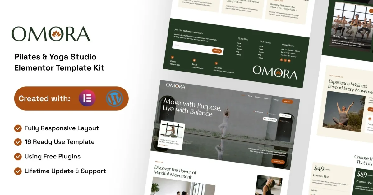 Omora – Pilates & Yoga Studio Elementor Template Kit
