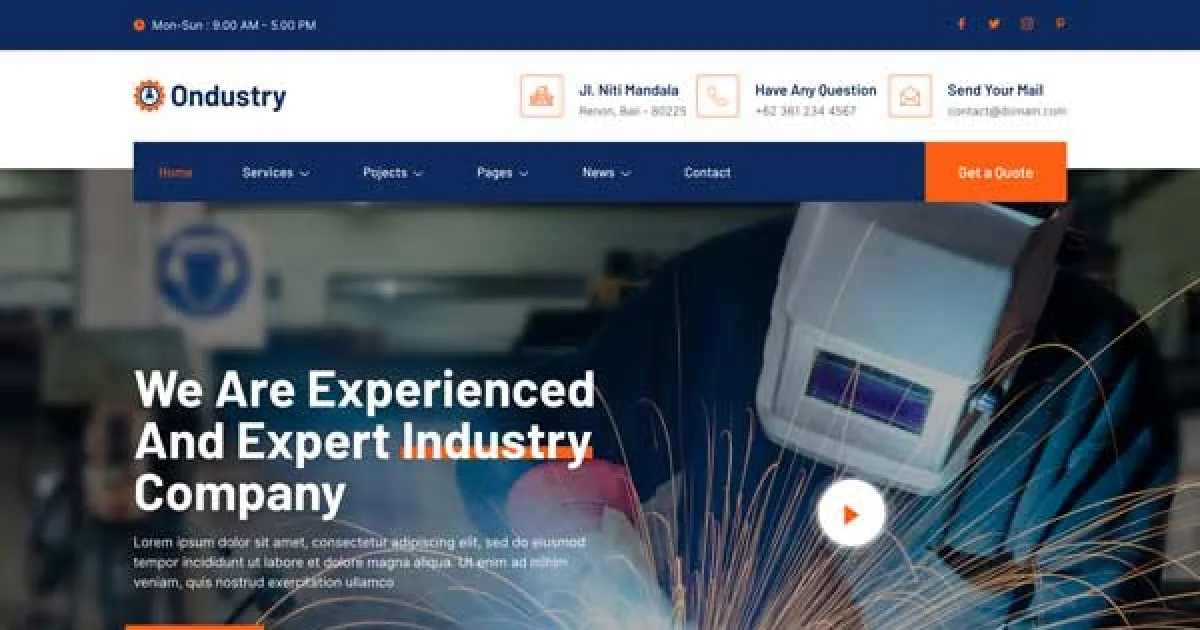 Ondustry – Industry & Manufacturing Elementor Template Kit