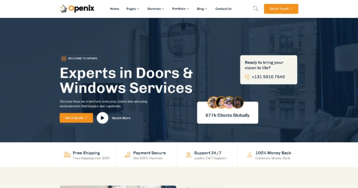 Openix – Windows & Doors Company Elementor Template Kit