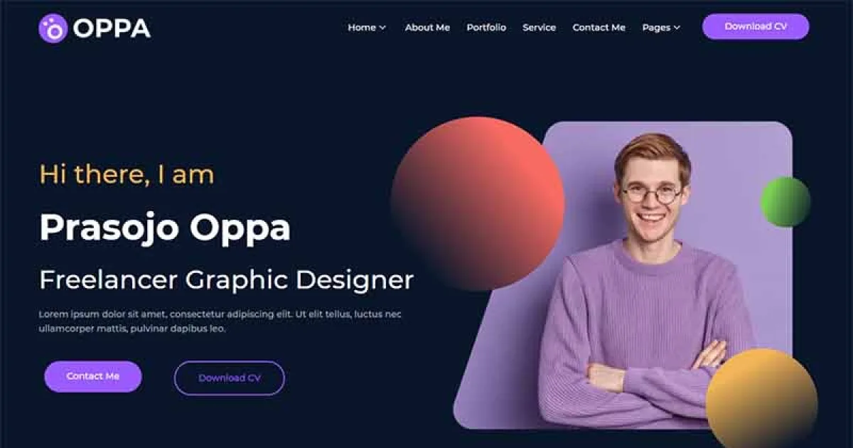 Oppa – Personal Portfolio Elementor Template Kit