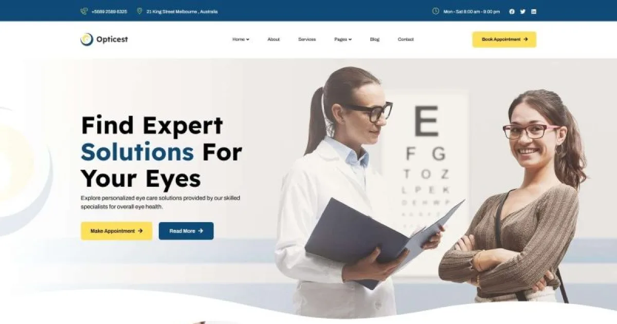 Opticest – Optometrist & Eyecare Elementor Template Kit