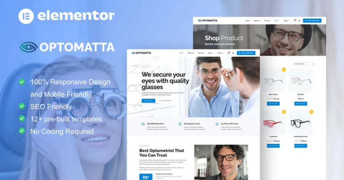 Optomatta – Optician & Optical Store Elementor Pro Template Kit