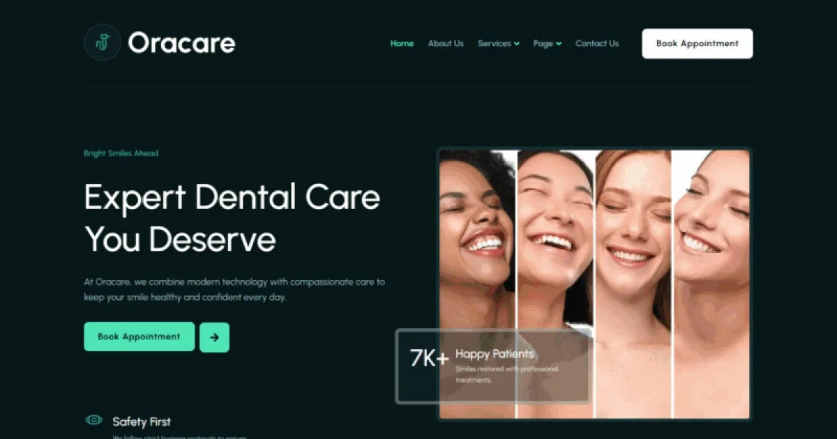 Oracare – Dental Care Service Website Elementor Template Kits