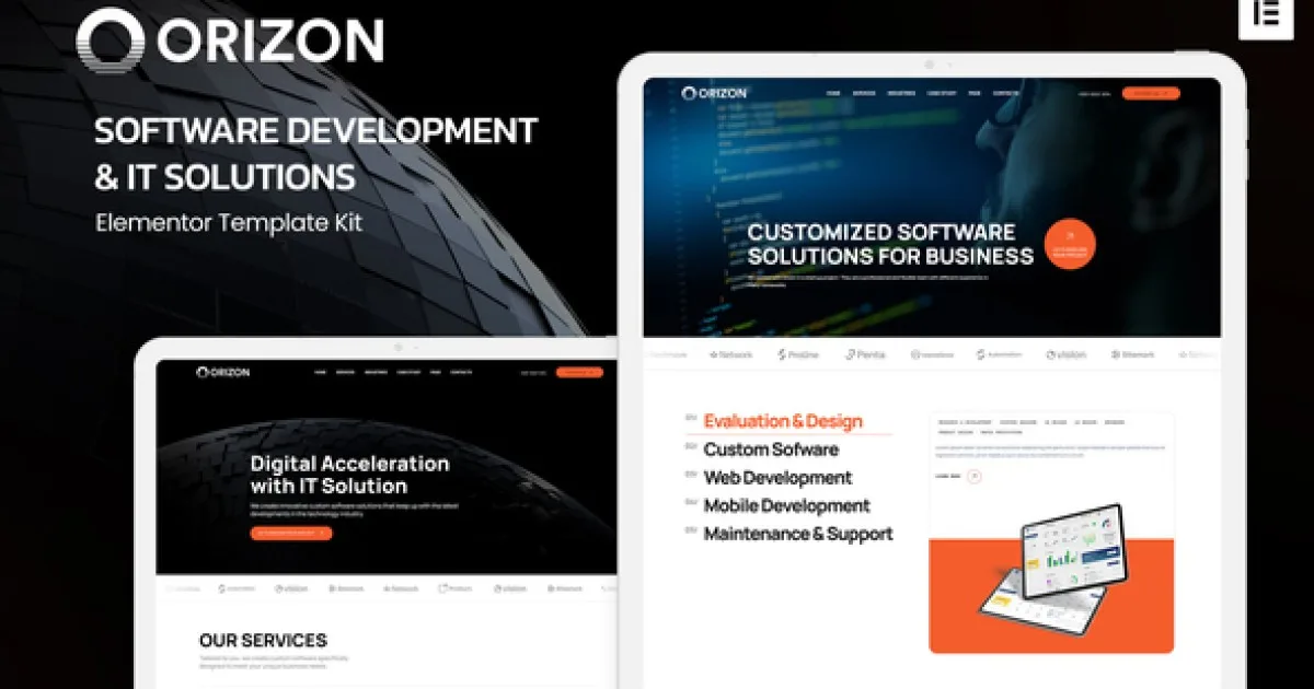 Orizon – Software Development & IT Solutions Elementor Template Kit - Official Release Preview