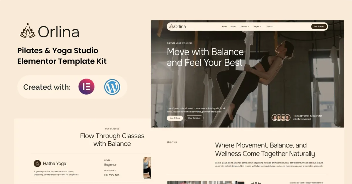 Orlina – Pilates & Yoga Studio Elementor Template Kit