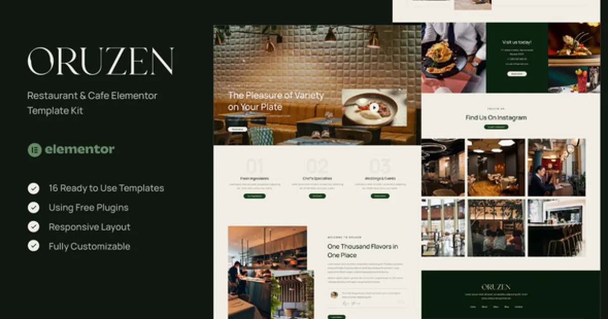 Oruzen – Restaurant & Cafe Elementor Template Kit - Official Release Preview