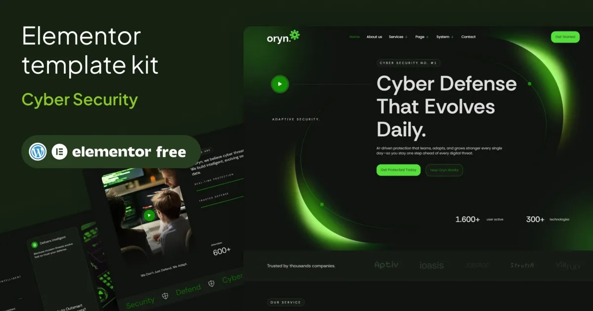 Oryn – Cyber Security Elementor Template Kit