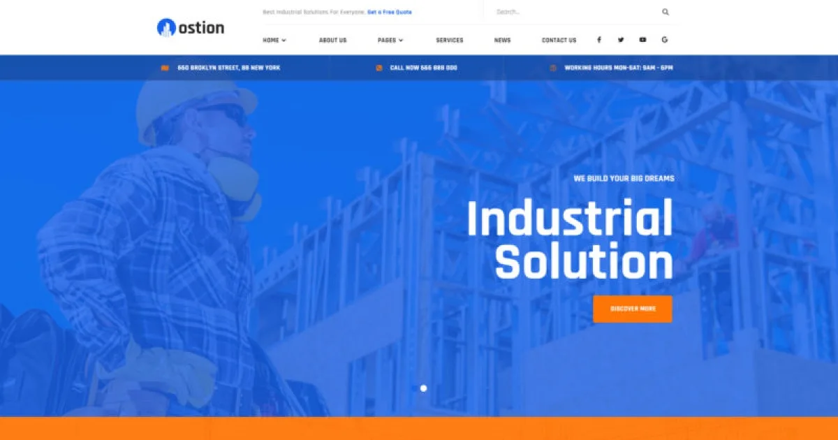 Ostion – Construction & Industry Building Company Template Kit