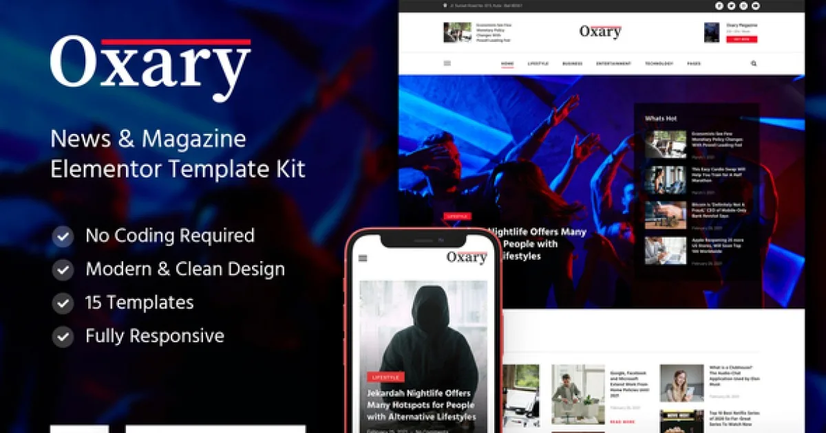 Oxary – News & Magazine Elementor Template Kit - Official Release Preview