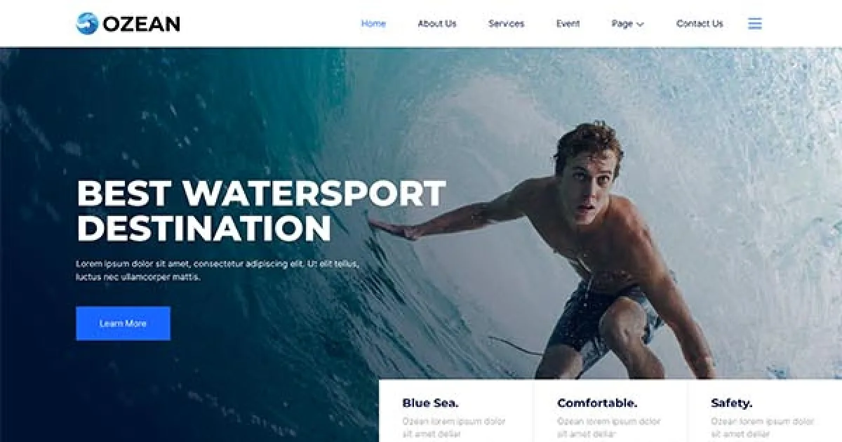 Ozean – Water Sports & Surfing Elementor Template Kit
