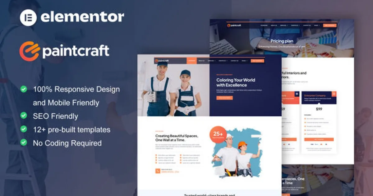 PaintCraft – Painting & Wallpapering Service Elementor Template Kit