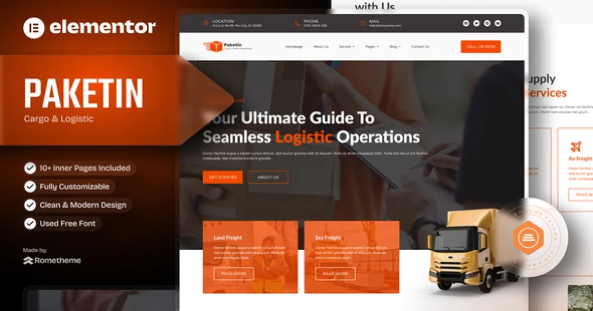 Paketin – Cargo and Logistics Elementor Template Kit