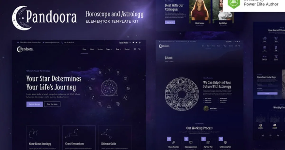 Pandoora – Horoscope & Astrology Elementor Template Kit - Official Release Preview