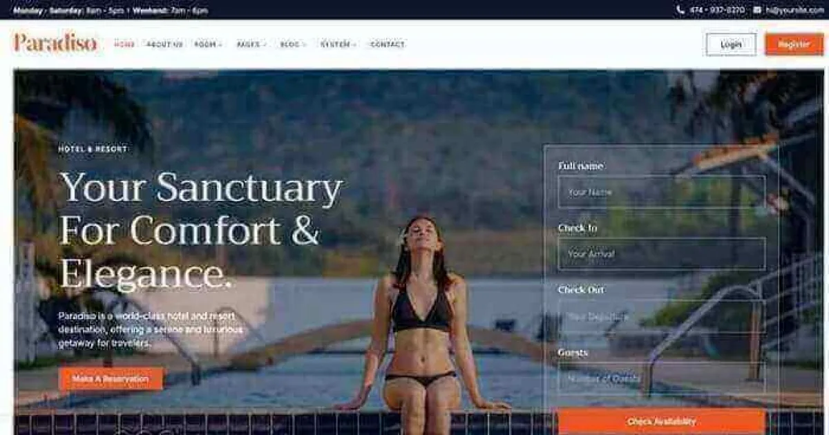 Paradiso – Hotel & Resort Elementor Template Kit