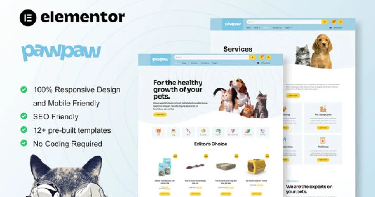 PawPaw – WooCommerce Pet Shop & Pet Care Elementor Template Kit - Official Release Preview