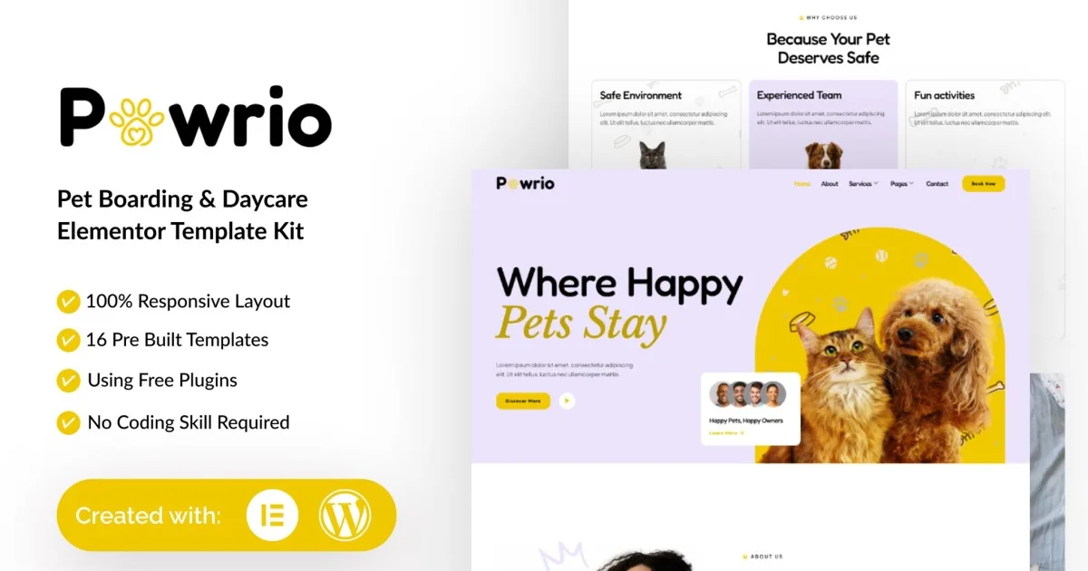 Pawrio – Pet Boarding & Daycare Elementor Template Kit