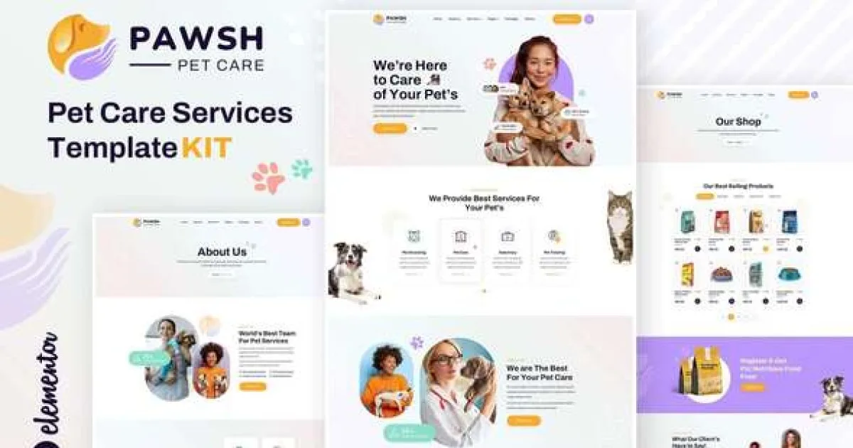 Pawsh – Pet Care & Shop Elementor Template Kit