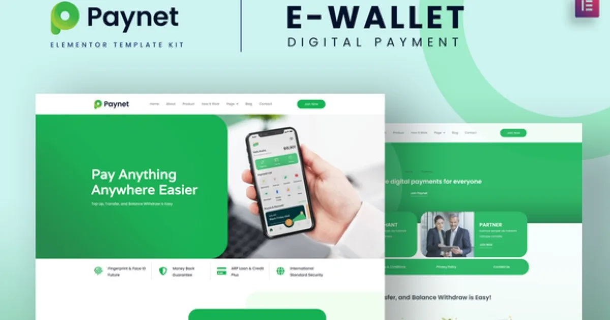 Paynet Digital E-wallet Elementor Template Kit - Official Release Preview