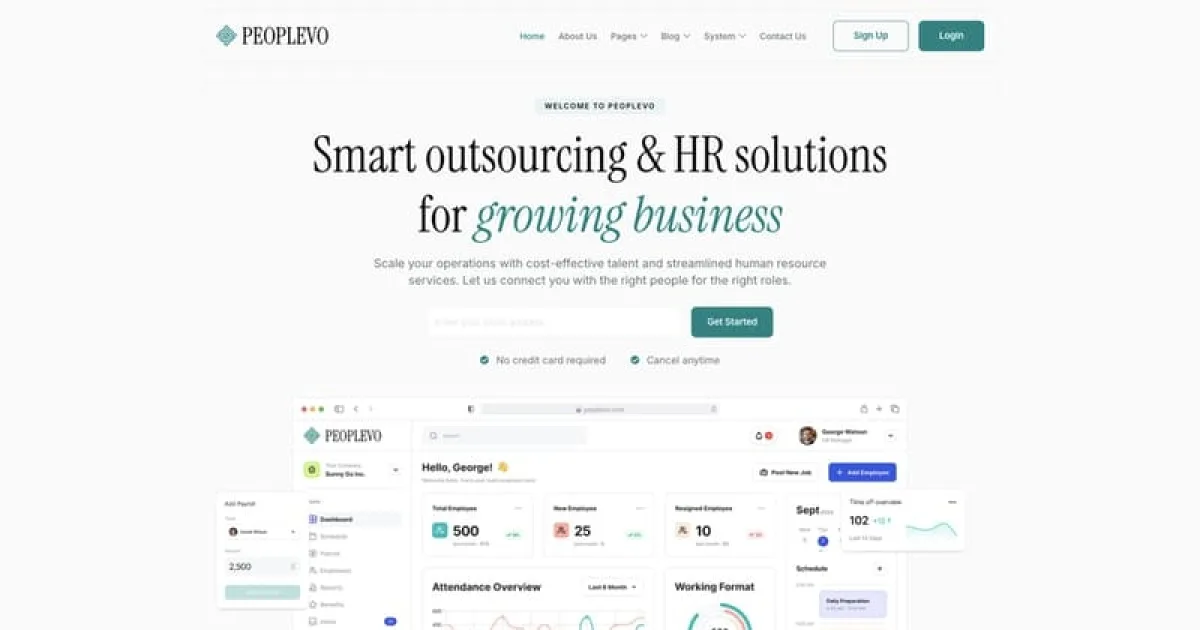Peoplevo – Outsourcing Solution & Human Resource Elementor Template Kit