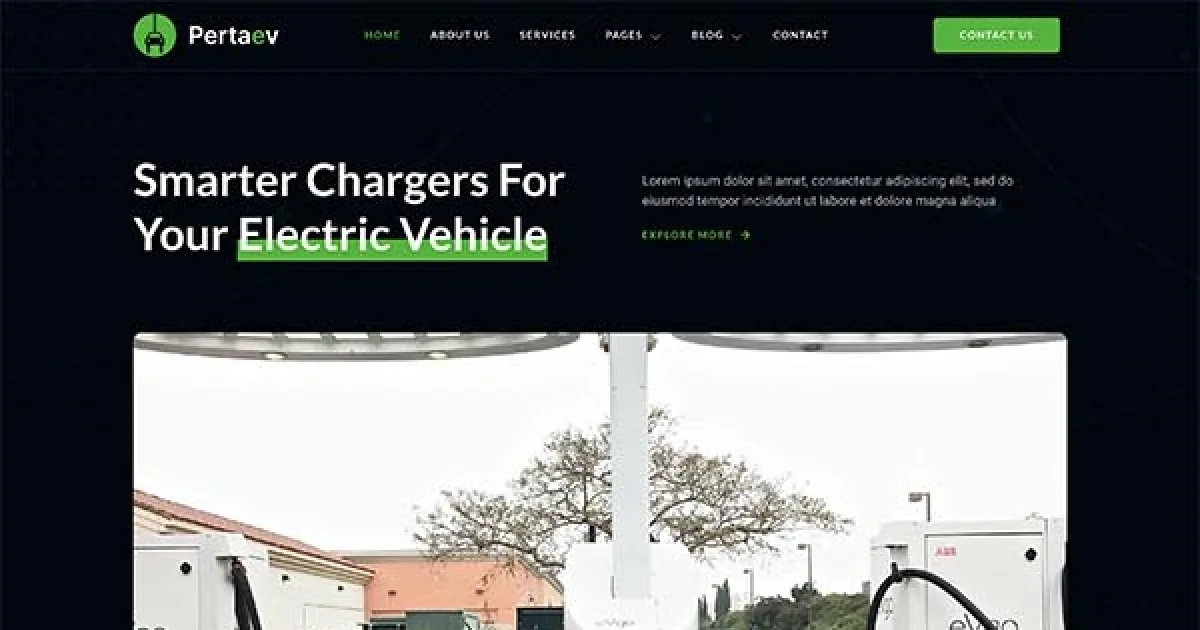 Pertaev – Electric Vehicle & Charging Station Elementor Template Kit