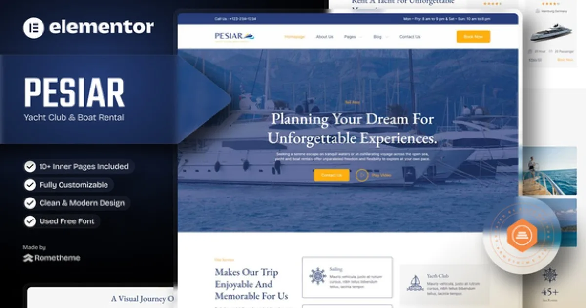 Pesiar – Yacht Club & Boat Rental Elementor Template Kit