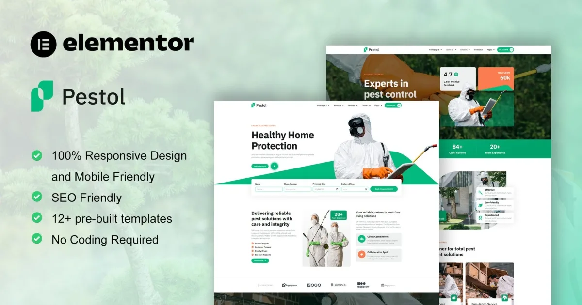 Pestol – Pest Control Service Elementor Pro Template Kit