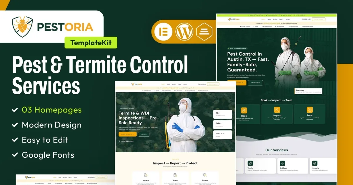 Pestoria – Pest & Termite Control Services Elementor Template Kit