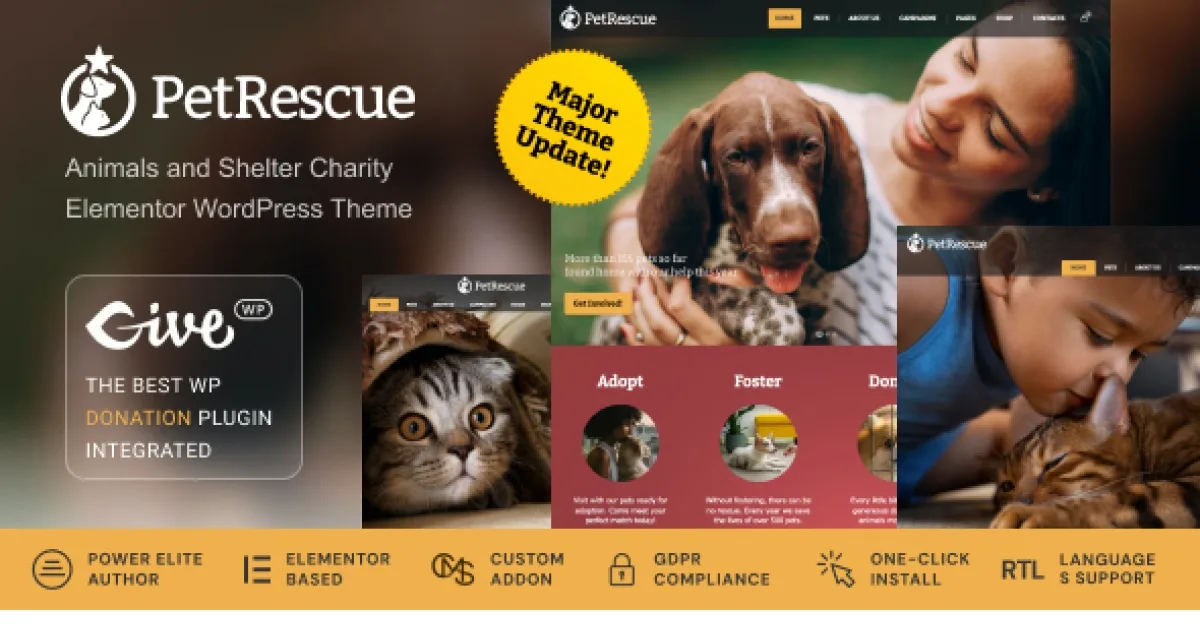 Pet Rescue Theme – Animals and Shelter Charity WP Theme