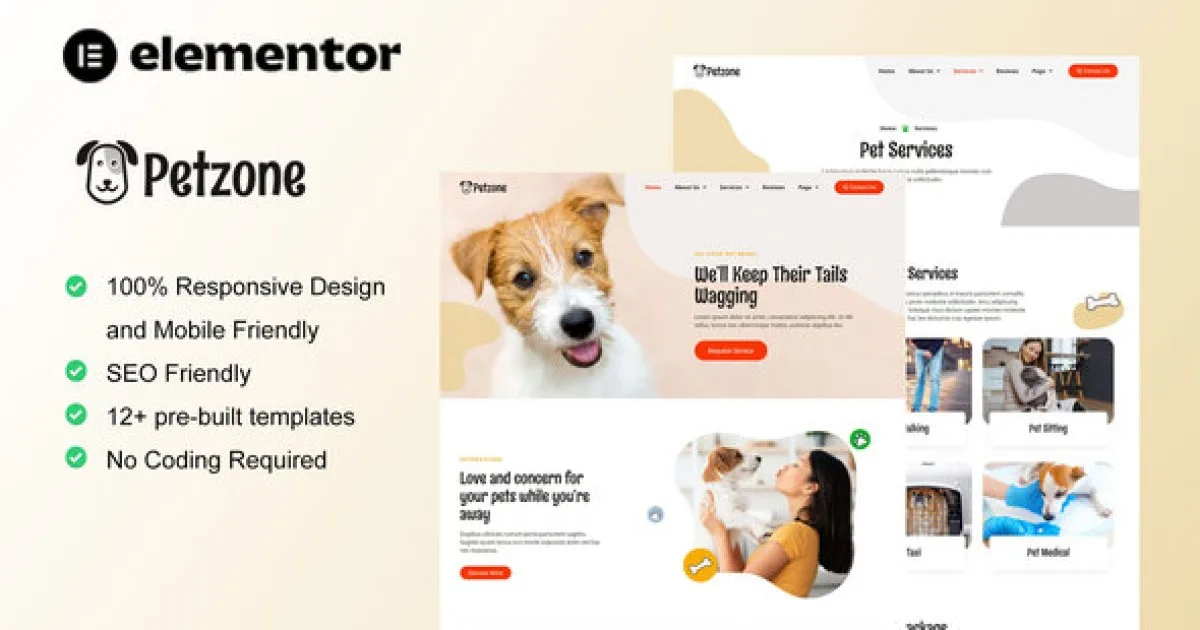 PetZone – Pet Care Services Elementor Template Kit