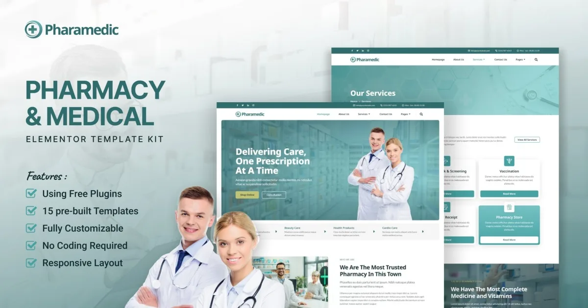 Pharamedic – Pharmacy & Medical Elementor Template Kit