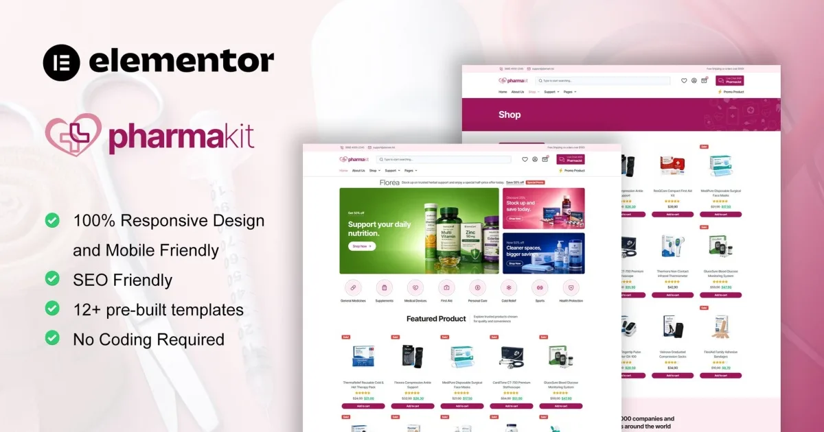 Pharmakit – Pharmacy & Medical Store Elementor Pro Template Kit