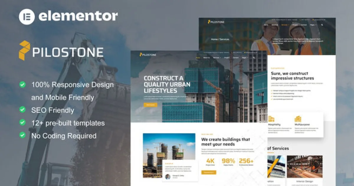 Pilostone – Construction & Building Service Elementor Template Kit