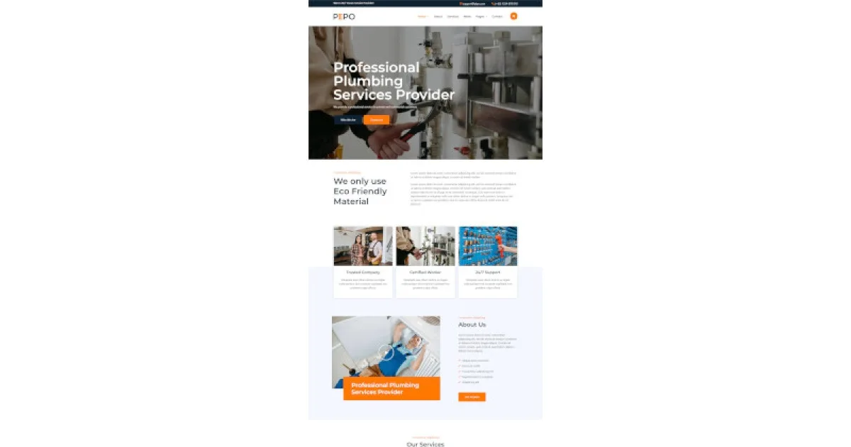 Pipo – Plumber Services Elementor Template Kit