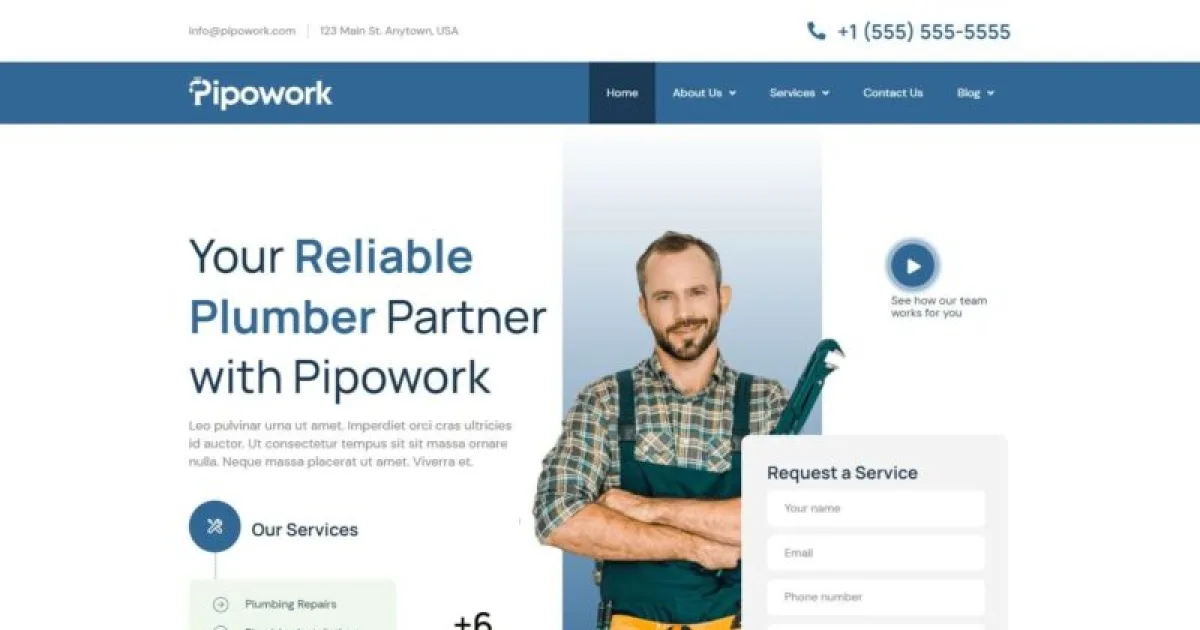 Pipowork – Plumbing Service Business Elementor Template Kits