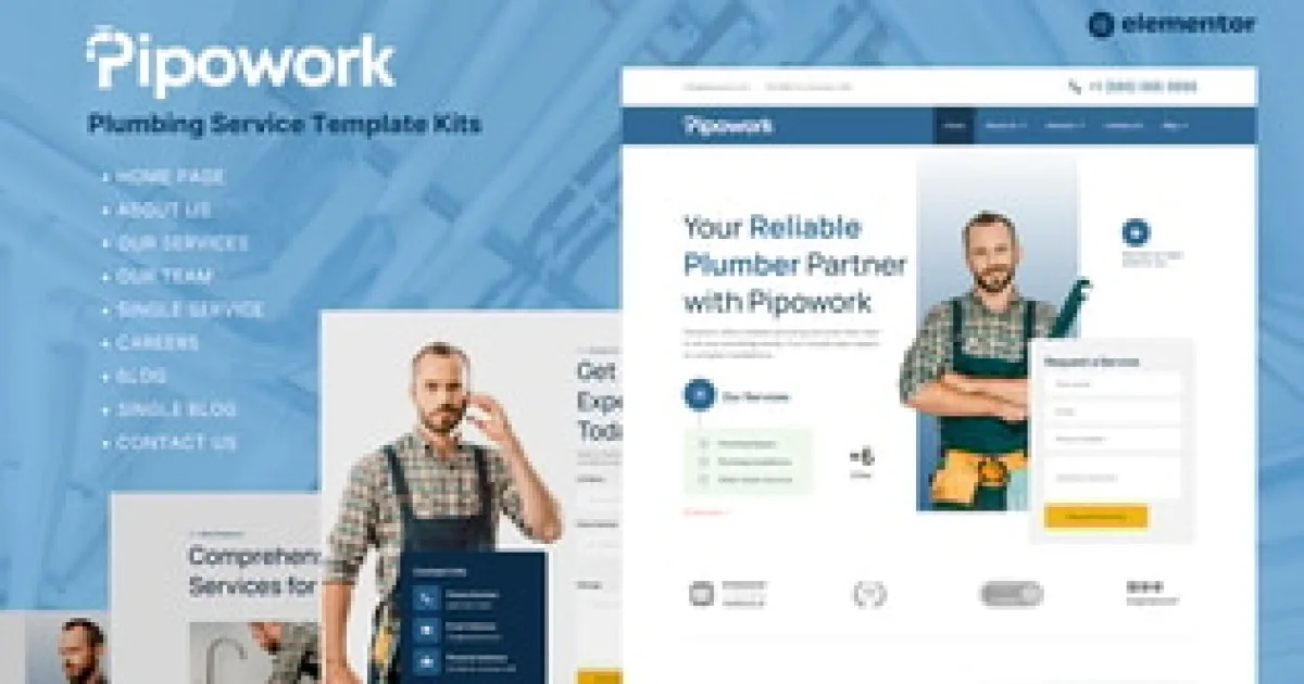 Pipper – Plumbing Services Elementor Template Kit